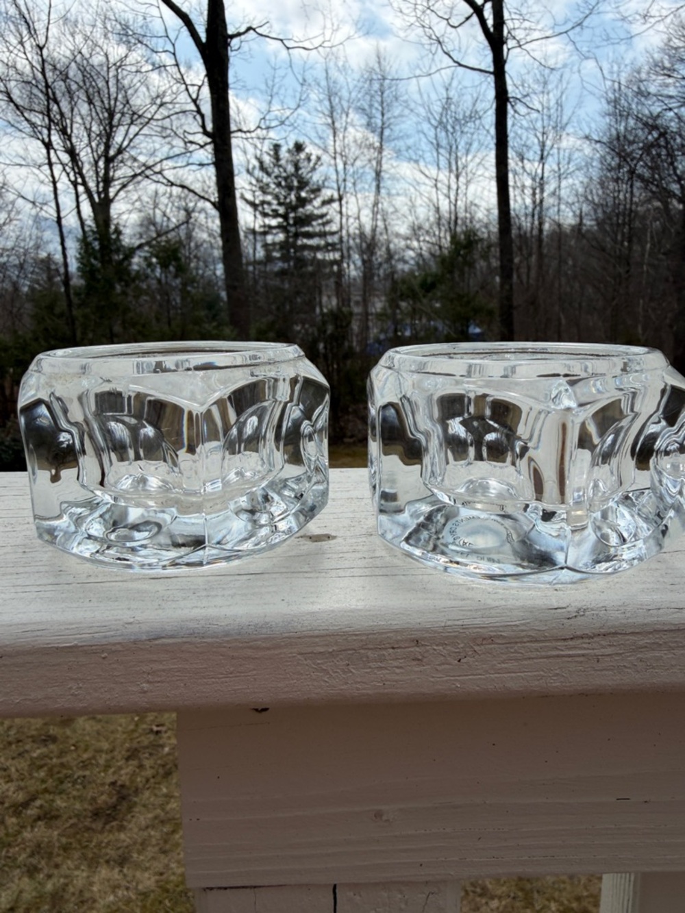 Clear Glass Tea Light Candle Holders - Set of 2